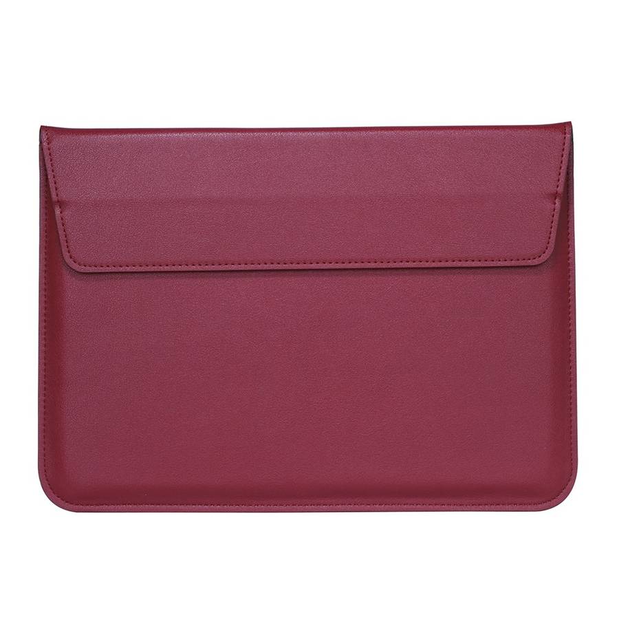 Envelop Style Leather Sleeve Pouch for Apple MacBook 12-inch / Air 11.6-inch - Wine Red
