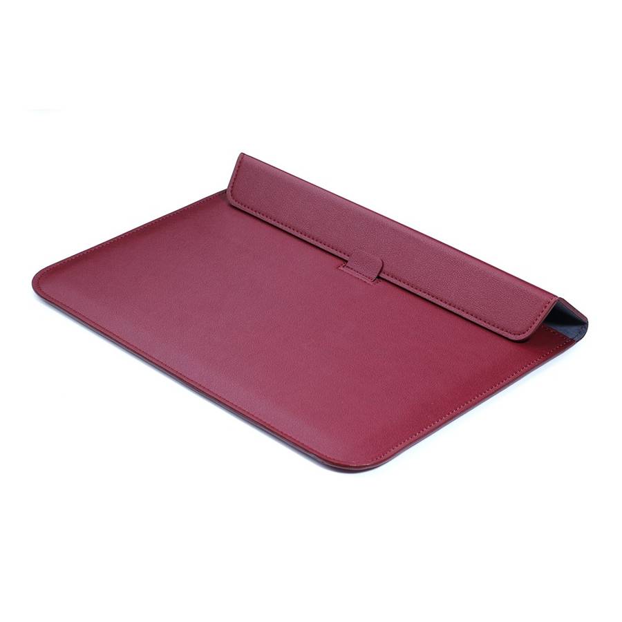 Envelop Style Leather Sleeve Pouch for Apple MacBook 12-inch / Air 11.6-inch - Wine Red