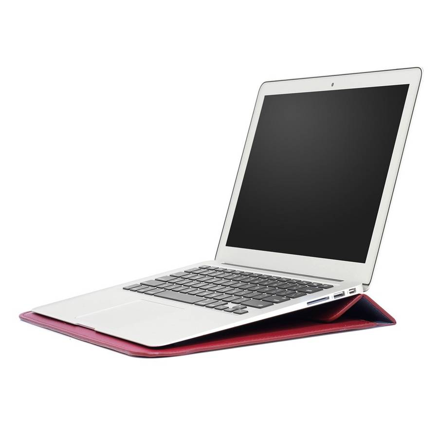 Envelop Style Leather Sleeve Pouch for Apple MacBook 12-inch / Air 11.6-inch - Wine Red