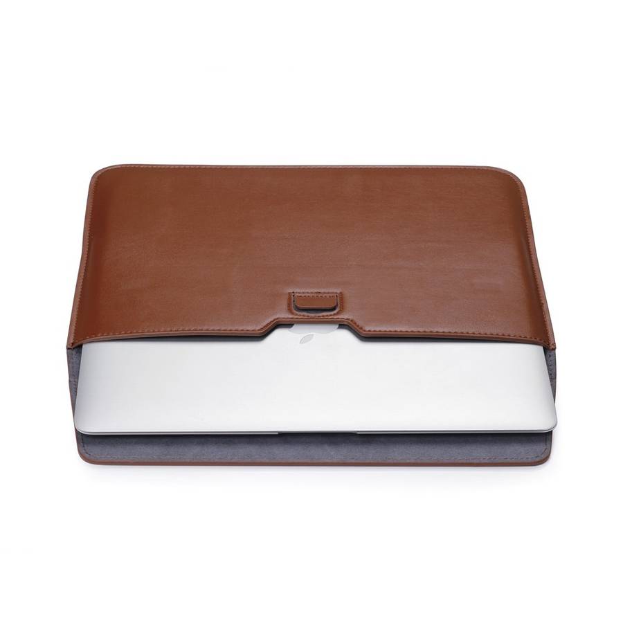 Envelop Style PU Leather Laptop Bag Sleeve Pouch for MacBook Air 13.3-inch / iPad Pro 12.9 - Brown