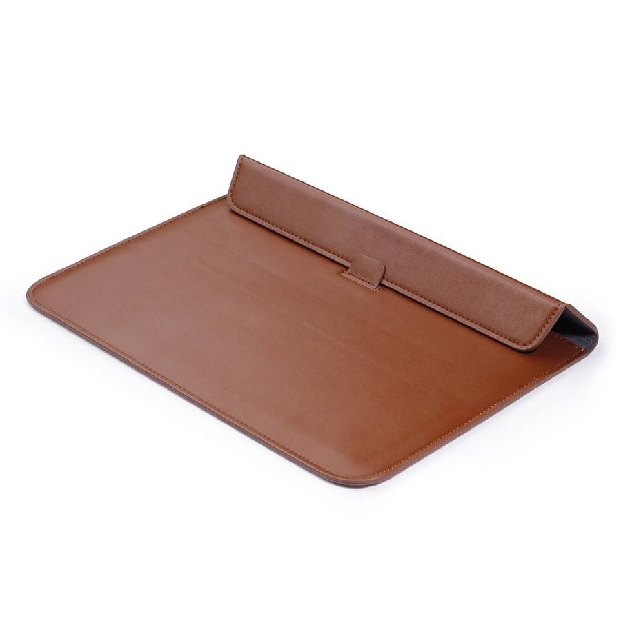 Envelop Style PU Leather Laptop Bag Sleeve Pouch for MacBook Air 13.3-inch / iPad Pro 12.9 - Brown
