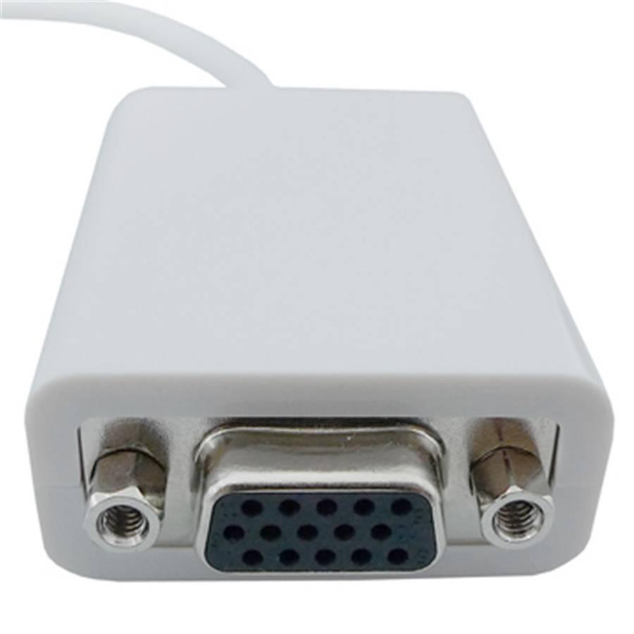 Premium White Thunderbolt Port to VGA Female Cable Adapter for Apple Macbook, Macbook Pro, iMac, Mac