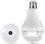360°Wide Angle Fisheye WiFi IP Hidden Camera Bulb LED Light 1080P HD Indoor Spy Security Camera for Android IOS APP Remote View Spy Nanny IP Camera