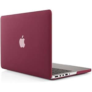 iDOO Hard Case { For MacBook Pro 13 inch Retina - Without CD Drive: A1425 / A1502 } - Matte Frosted Rubber Coated Hard Case Shell - Wine Red