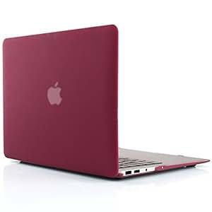 iDOO Hard Case { For MacBook Air 13 inch: A1369 / A1466 } - Matte Frosted Rubber Coated Hard Case Shell - Wine Red