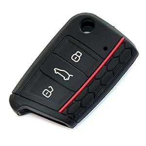 9 MOON Fashion Silicone Remote Flip Key FOB Silicone Case Cover fit VW Volkswagen Golf 7 GTI Golf VII MK7/Skoda Octavia A7/Seat Leon Soft Silicone