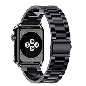 Tianya Three Beads Steel Watch Strap Stainless Steel Watch BReplacement Strap Appl (40mm)(A)