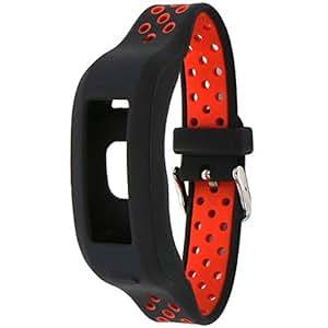 Elespoto Strap for Garmin Vivosmart HR Samrt Watch Accessories Soft Silicone Replacement Bracelet Sport Straps Wristband for Garmin Vivosmart HR Fitness Tracker Band (Black Red)