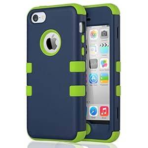 iPhone 5c Case, ULAK iPhone 5c Case Hybrid High Impact Soft Silicone and Hard PC Case Cover for Apple iPhone 5C (Dark Blue Green)
