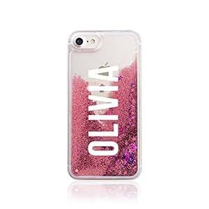 Iphone 7 Plus & 8 Plus Tirita Personalised REAL LIQUID GLITTER Hard Case Bling Rose Gold Pink Handwr