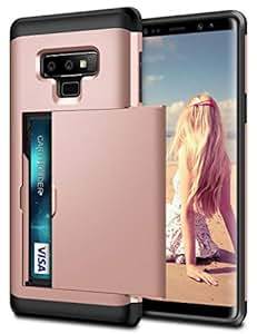 Coolden Galaxy Note 9 Case, Armor Shockproof Case Galaxy Note 9 Wallet Case Cover Protective Case Rubber Bumper Card Holder Slot Wallet Case Cover Samsung Galaxy Note 9 Heavy Duty Case (Rose Gold)