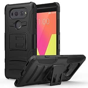 LG V20 Case - MoKo Premium Full Body Protective Rugged Cover with Kickstand Hard Shock Absorbent Holster Armor Belt Clip Phone Case for LG V20 5.7 Inch (2016 Release), BLACK (NOT FIT LG V10)