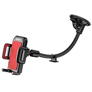 Windscreen Phone Holder, Mpow Long Arm Car Phone Mount iPhone Car Holder with Dashboard Base and Dual Suction Windshield Car Mount for iPhone 7 6 Samsung S7 S8 Note 5 LG HTC and other Smartphone, Red