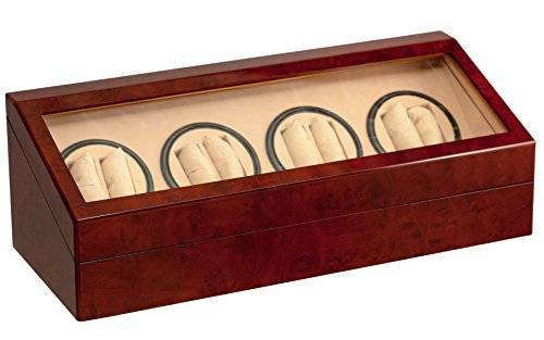 BRAND NEW BURL WOOD 8+12 AUTOMATIC QUAD DUAL / DOUBLE WATCH WINDER 12 DISPLAY STORAGE BOX CASE