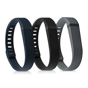kwmobile Silicone Watch Strap Fitbit Flex 3x Fitness Tracker Repla (.black/dark blue/anthracite)