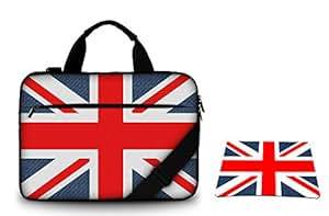 Silent Monsters Laptop bag case 17.3 inch made of Canvas with mousepad, Design: Union Jack