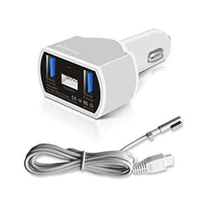 GISSARAL GISCCA-AM1 110W Laptop Car Charger for 2006 to 2012 MacBook Pro MacBook Air and MacBook; Dual USB Quick Charge for Apple or Android smartphones and tablets