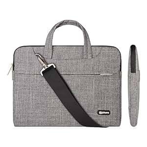 Qishare 13.3-14 Inch Laptop Bag,Multi-functional Fabric Waterproof Laptop Case,Adjustable shoulder strap&Suppressible Handle,Portable Sleeve Briefcase(grey linesᅢᆵᅡᄐ¬タᄚ