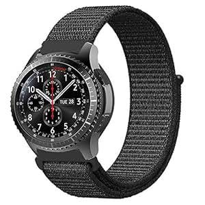 FINTIE Straps for Samsung Galaxy Watch 46mm/Gear S3 Frontier/S3 Classic/Huawei Watch 2 Classic, 22mm Lightweight Breathable Nylon Replacement Sport Loop Bands with Adjustable Closure, Black