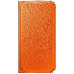 Samsung Leather-Effect Flip Folio Wallet Case Cover with Credit Card Slots for Galaxy S6 - Orange