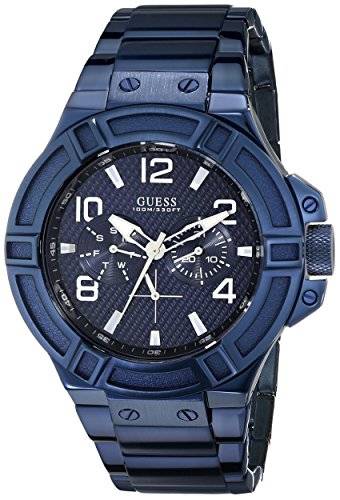 GUESS Men's U0218G4 Rigor Iconic Blue Plated Multi-Function Watch