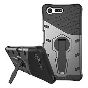 Sony Xperia X Compact Shockproof Case, Sony Xperia X Compact Hybrid Case, Dual Layer Protection Shockproof Hybrid Rugged Case Hard Shell Cover with Swivel Kickstand for 4.6' Sony Xperia X Compact (Gray)