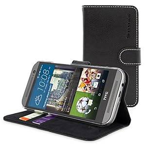 Snugg HTC One M9 Case - Leather Flip Case with Lifetime Guarantee (Black) for HTC One M9