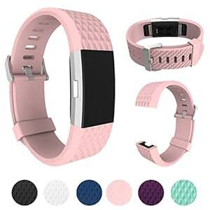 Bear Village Fitbit Charge 2 Wrist Strap Fitbit Charge 2 BSoft TPU Adjustable Replacement (Pink)