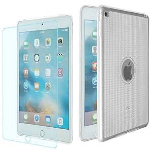 ipad mini 4 case-ipad mini 4 screen protector-MYLB TPU Silicone Case protective case with 9H tempered glass screen protector for ipad mini 4 (White)