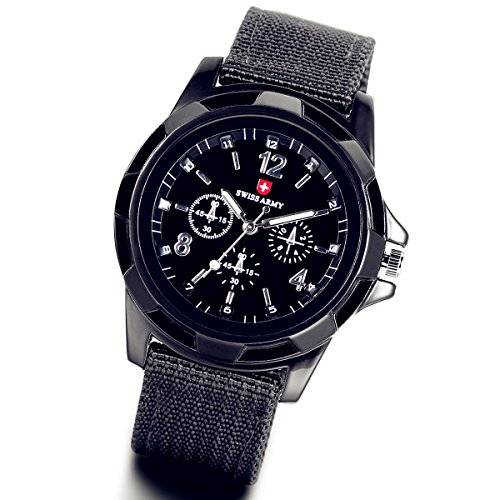 Lancardo Military Army Pilot Fabric Strap Sports Men's Swiss Military Watch