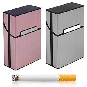 Cigarette Case 2 PCS Aluminum Cigarette Case Cigarette Box Cigar Protective Cover Rose Gold Silver