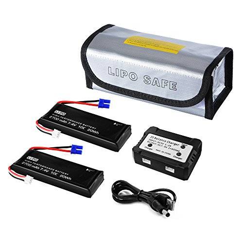 XCSOURCE 2pcs 7.4V 2700mAh 10C 20Wh LiPo Battery + USB Balance Charger for Hubsan H501S Quad Drone B