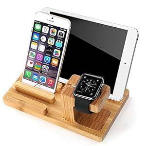 MOZOWO Bamboo Multifunction Desktop Charger StCharging Dock/Station/Cradle/Holder (Bamboo Wood)