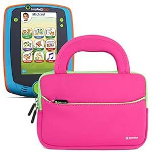LeapPad 3 Tablet Bag, Evecase LeapFrog LeapPad 3 Kids Learning Tablet Neoprene Sleeve Case Slim Briefcase w/ Handle & Accessory Pocket / Ultra Portable Travel Carrying Case Sleeve Portfolio Pouch Cover - Hot Pink