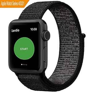 Naomo Compatible with Watch Straps 38mm/40mm, Nylon Sport Loop Band Wristband Replacement for Series 4, Series 3, Series 2, Series 1 (38mm/40mm, Reflective Black)