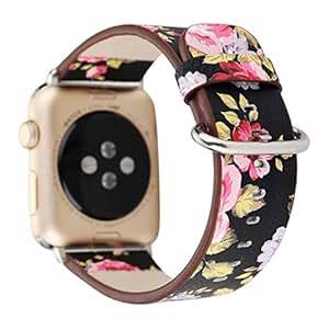 Saihui Small Floral Leather Strap Replacement Watch Band For Apple Watch 42mm