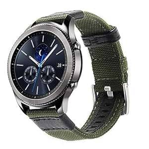 V-MORO Gear S3 Frontier Strap/Gear S3 Classic Watch Strap, Galaxy watch 46mm strap,22mm Premium Woven Nylon Replacement Strap Wrist band For Samsung Gear S3 Classic Gear S3 Frontier Sports Smartwatch (Green)