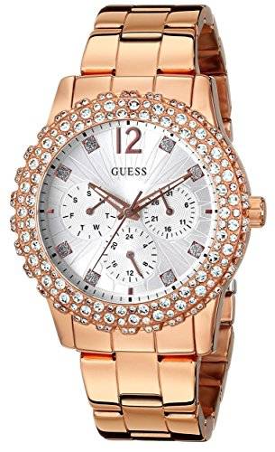 GUESS Women's U0335L3 Rose Gold-Tone Multi-Function Watch with Genuine Crystal Accented Case