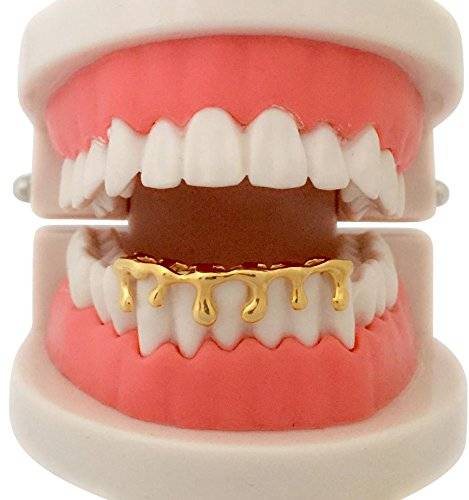 Custom Hip Hop 14K Gold GP Teeth Bottom Lower Drip Dripping Grillz w/ Mold Kit