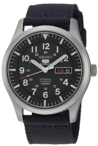SEIKO 5 SPORTS Automatic made in Japan Black Dial Nylon Strap Watch SNZG15J1 Men's