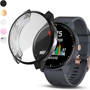 Chofit Cases Vivoactive 3 Music Protective Case Screen Protector Cover Soft TPU Plated (Black)