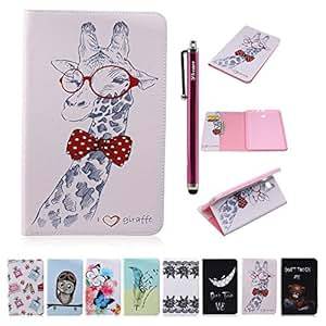 Galaxy Tab E 9.6-Inch SM-T560/SM-T561 Case, T560 Cover, Deenor Cute Colorful Design Flip Case PU Leather Cover Stand Case for Samsung Galaxy Tab E 9.6-Inch SM-T560 / T561 / T565. giraffe
