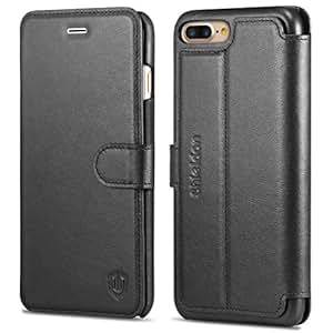 iPhone 7 Plus Case, SHIELDON Genuine Leather Case, [Slim Fit] Flip Wallet Cover, Money Pouch with