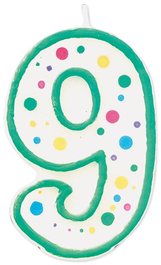 Wilton Green Polka Dots Number 9 Age Candle Children Birthday Party Decoration