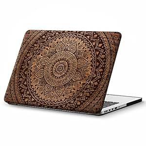 HAOCOO Mandala&Wood Ultra Slim Rubbersized Snap-on Plastic Hard Case Cover for Apple MacBook Pro 13
