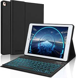 Keyboard Case for iPad 10.2 2019(7th Generation),iPad Keyboard Case 10.5,iPad Air 3 10.5 Case with Keyboard,KVAGO Slim Case with 7 Colors Backlit Detachable Bluetooth Keyboard for iPad 10.2 2019,Black