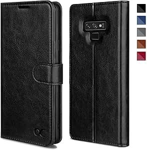 OCASE Samsung Galaxy Note 9 Case Leather Flip Wallet Case Card Slots KickstFeature (Black)