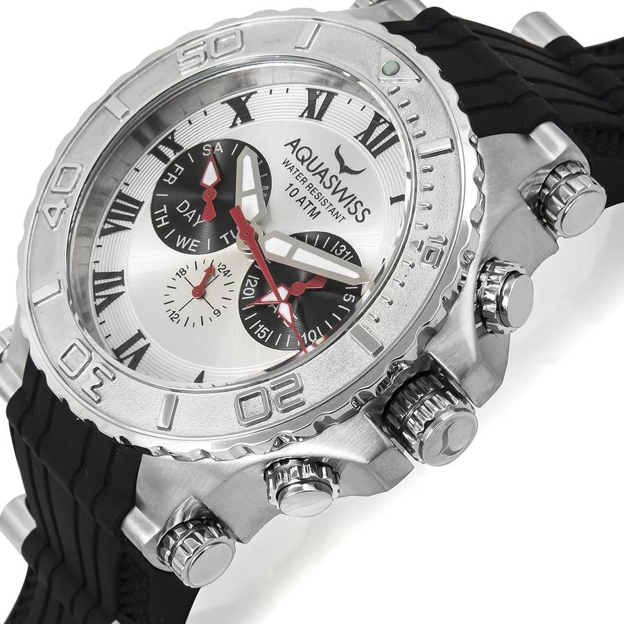 AQUASWISS Men's BOLT 5H THICK+HEAVY Swiss Chronograph Watch W/ BOX, PAPERS