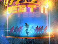 Dancing with back up dancers to Beat It from Michael Jackson The Experience