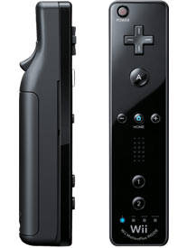 Black Wii Remote Plus controller front and side view Black Wii Remote Plus controller front and side view